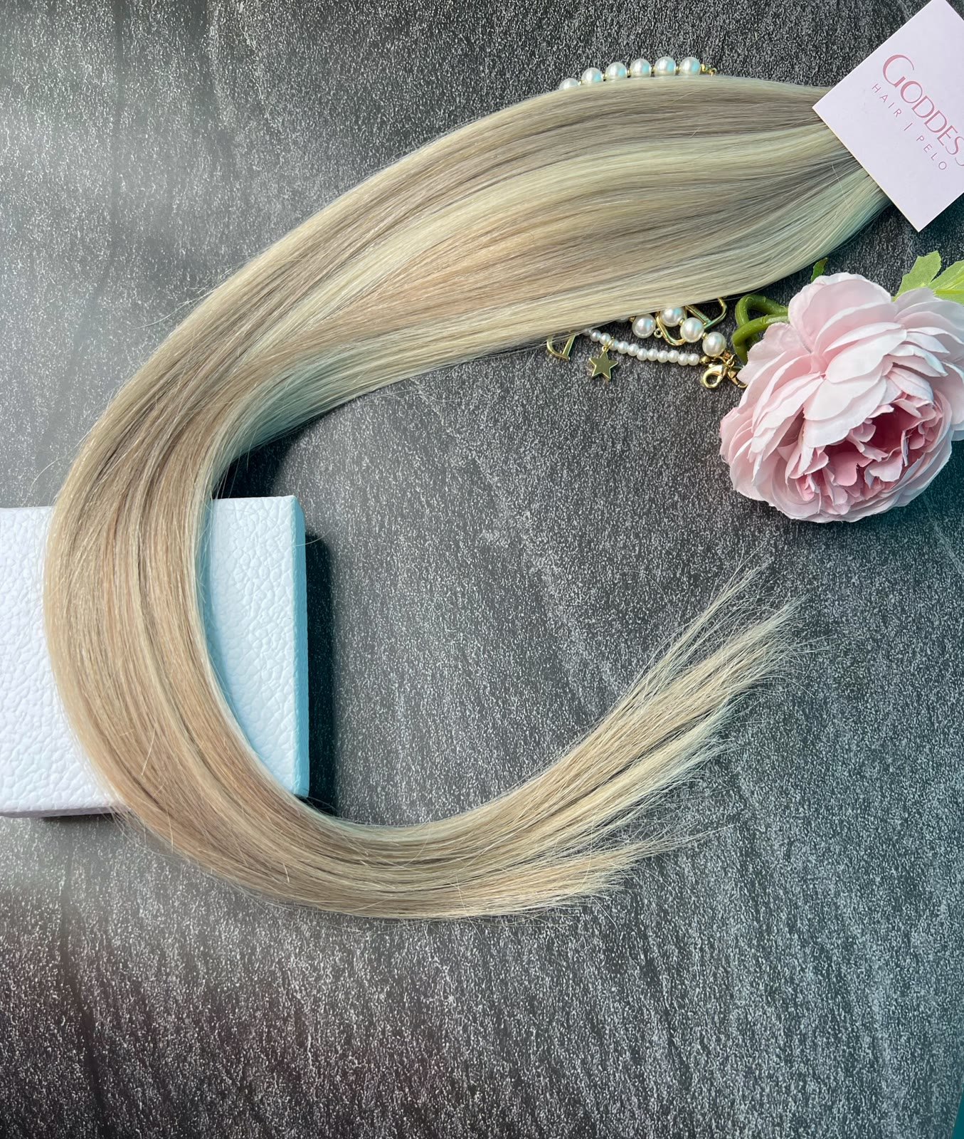 Extensiones de Pelo Natural Remy Clips – 50 cm, 80 g, 7 Piezas – (#22 Rubio Vainilla)