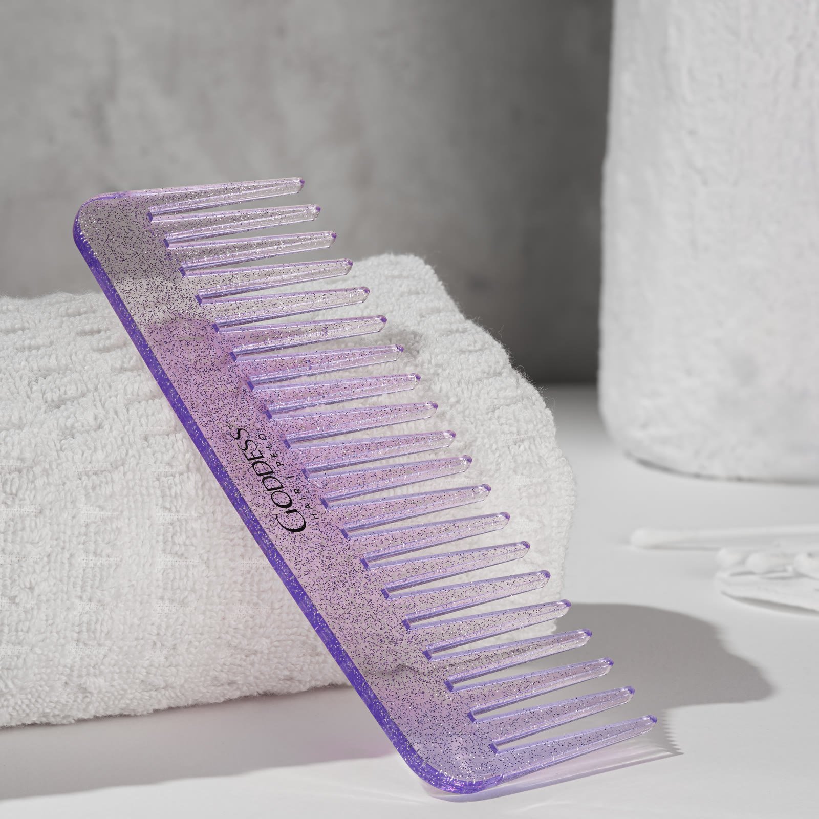 Peine Glitter de Dientes Anchos – Desenredante para Cabello Rizado, Seco y Húmedo